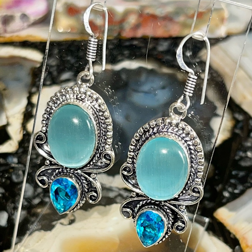 Chrysoberyl Cat’s Eye Earrings 2”